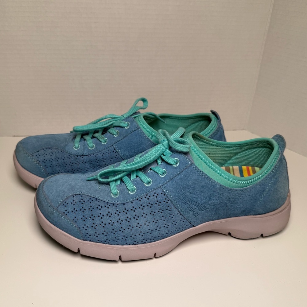 Dansko Women's Suede Leather Shoes Size Blue Green Slip Resist
